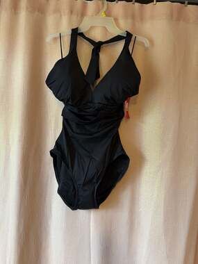 NWT SPANX Women's Black Halter One-Piece Shapewear Swimsuit